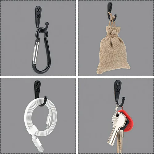 Vista 7 de eBoot - Gancho de pared para bata, Colgador para una sola ropa - 20 unidades y 50 tornillos (Bronce), Negro