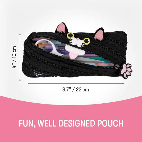 Vista 4 de ZIPIT - Estuche con cremallera para lápices con diseño de gato para niñas, lindo estuche con cremallera para niños y adolescentes, bolsa