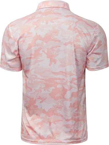 Vista 24 de TAPULCO Camisetas tipo polo de secado rápido para hombre, diseño de camuflaje, atléticas, ligeras, transpirables, casuales, para golf