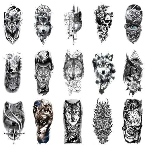 Vista 2 de GLARYYEARS - Tatuajes temporales de animales realistas para adultos 15-pack waterproof fake tattoos. Lasts 5-7 days. Easy 15s application. Perfect