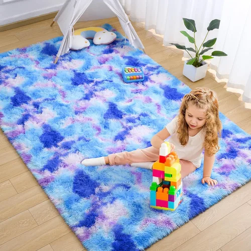 Vista 32 de AROGAN Alfombras suaves de 2 x 4 pies para dormitorio, alfombra mullida de felpa, alfombra peluda que no desprende para guardería, habitación