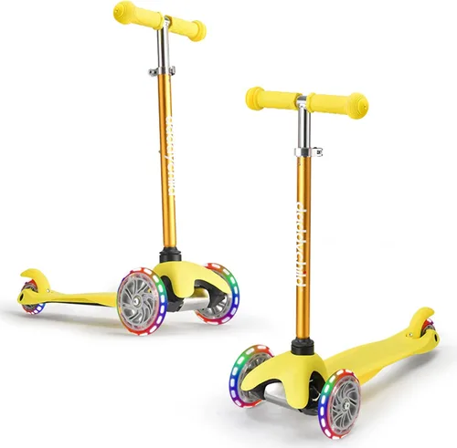 Vista 9 de 3-Wheel Kick Scooter for Kids Ages 3-8 Lean-to-Steer Toddler Scooter with Extra Wide Light Up Wheels, 4 Adjustable Heights, Foldable Scooters for