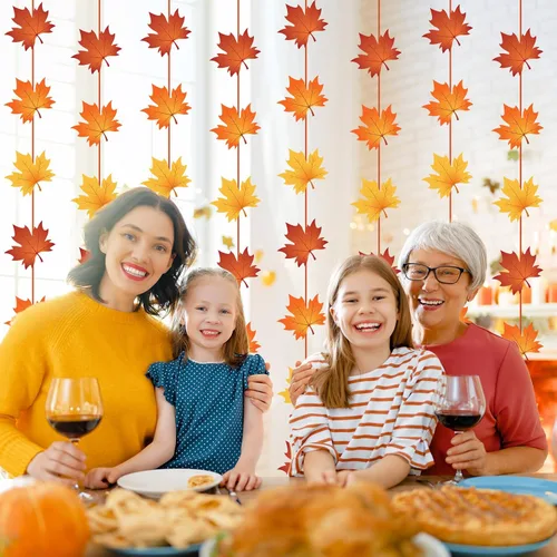 Vista 5 de Ceenna 8 piezas de decoración colgante de otoño hojas de arce colgantes