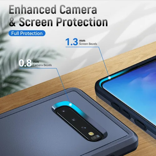 Vista 6 de Asuwish Funda para teléfono Samsung Galaxy S10 Plus con protector de pantalla y delgada híbrida de cuerpo completo, accesorios para celda protectora