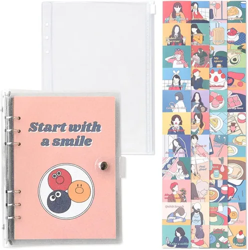 Vista 19 de Monolike A5 FALL IN NEWTRO Ver.2 Diary Set, Be full of happiness - Academic Planner Weekly & Monthly Planner with PVC Cover, Zipper bag, Sticker