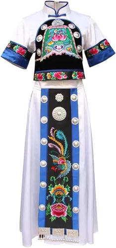 Vista 6 de Angxiong Hmong - Ropa para mujer, estilo folclórico chino y étnico, bordado Miao, sombrero para la cabeza, disfraz de baile para mujeres adultas