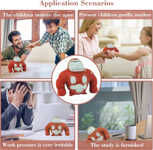 Vista 5 de YANZHE Juguetes de mono, divertidos juguetes de gorila para niños y adultos, mono antiestrés para apretar, juguetes sensoriales para aliviar
