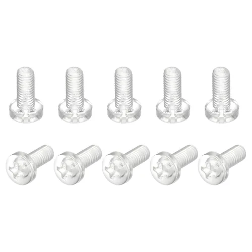 Vista 16 de uxcell M2x6mm plástico Phillips pernos 50pcs PC Pan cabeza máquina tornillos transparentes