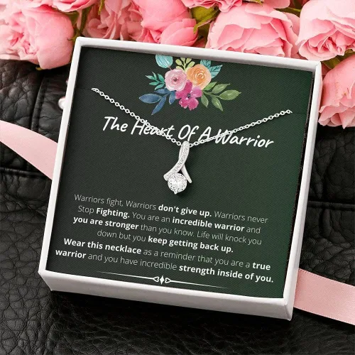 Vista 3 de Collar con tarjeta de mensaje joyería hecha a mano regalos de Navidad collar de supervivencia del cáncer regalo para mujeres mujeres sobrevivientes