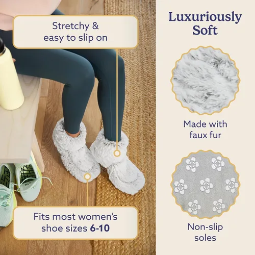 Vista 3 de warmies Microwaveable House Slipper Boots for Women - Womens Shoe Sizes 6-10 - Comfy, Soft & Fuzzy Indoor Bootie Slipper with Backs & Memory Foam