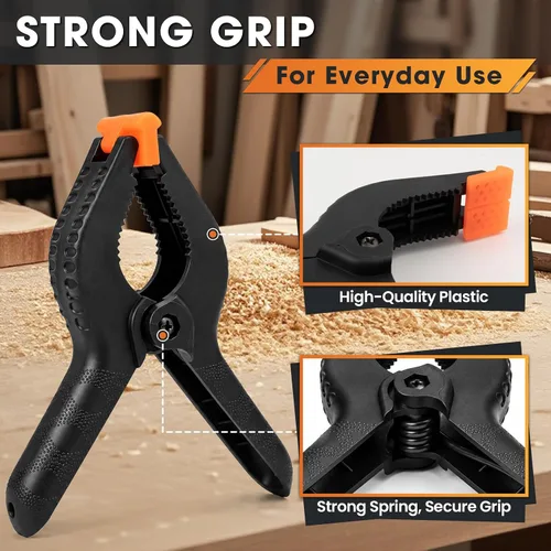 Vista 3 de Clips resistentes, paquete de 12 abrazaderas de resorte, abrazadera grande Naranja