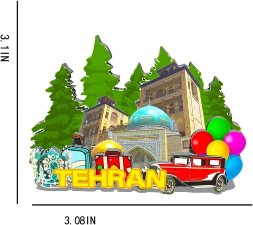 Vista 3 de Imán de Irán Teherán para nevera de madera 3D, monumentos de viaje, coleccionables, recuerdos, decoración hecha a mano -662