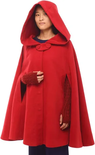 Vista 3 de GRACEART Capa de lana con capucha para mujer, capa de invierno para boda, talla grande, abrigo grueso