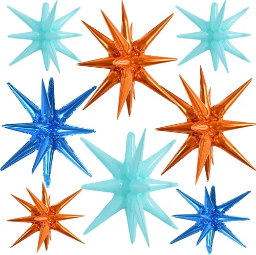 Vista 67 de TONIFUL 4 globos 4D enormes de estrella negra de 22 pulgadas, globos de aluminio de Mylar de estrella explosión para suministros de fiesta, telón