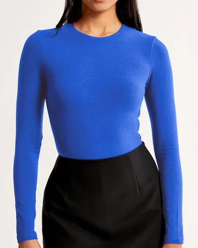 Vista 4 de Beumissy Camisas básicas de manga larga con cuello cuadrado para mujer, ajustadas, con doble forro