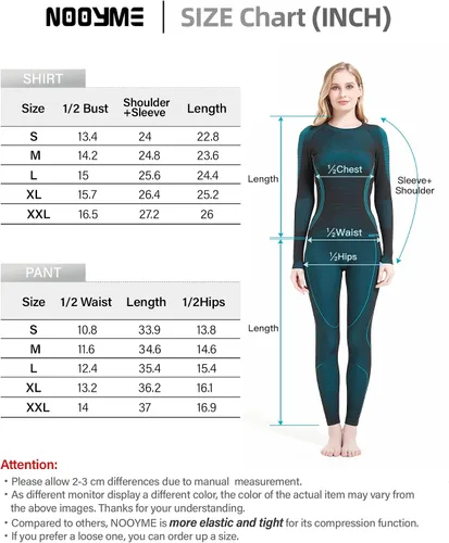 Vista 5 de NOOYME Ropa interior térmica para mujer, capa base, clima frío, pantalones largos para mujer