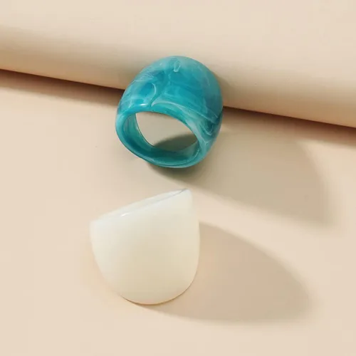 Vista 5 de Anillos gruesos de resina, anillos de resina acrílica, anillos anchos y gruesos para nudillos, anillo de articulación apilable, retro, acrílico
