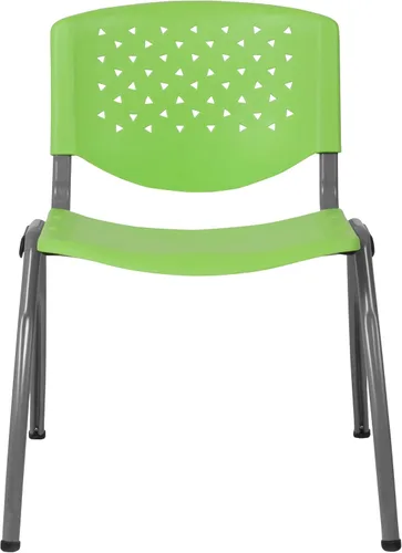 Vista 8 de BizChair Casa y Oficina Silla de Pila de Plástico Verde con Respaldo Perforado - Silla de Invitados