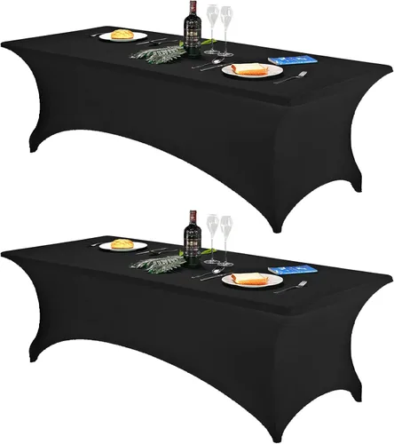 Vista 29 de FORLIFE - Funda de mesa de elastano, mantel ajustado de 4 pies para mesas rectangulares, funda elástica para patio, universal para bodas, banquetes