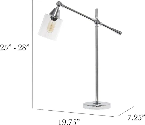 Vista 2 de Elegant Designs LD1030-CHR - Lámpara de mesa moderna con brazo inclinable industrial de 28 pulgadas, cromada