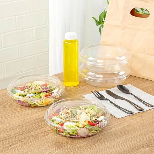 Vista 10 de Restaurantware Thermo Tek - Platos para servir de 7.5 x 2.4 pulgadas con tapas, 100 bandejas desechables para verduras, redondas para fiestas