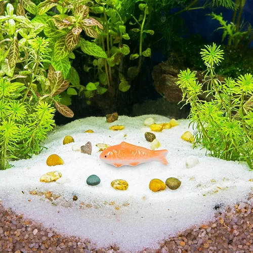 Vista 4 de Toddmomy Adorno flotante de peces para decoración de acuario, 3.85 x 1.41 x 1.25 pulgadas, adorable acento de pecera de cerámica con diseño realista