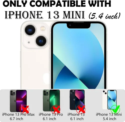 Vista 7 de Funda para iPhone 13 Mini con 2 protectores de pantalla, protección contra caídas a prueba de golpes, cuerpo completo, resistente, 3 capas, militar