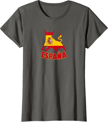 Vista 31 de Spain Espana with Bull and National Flag/Present T-Shirt Asphalt Grey