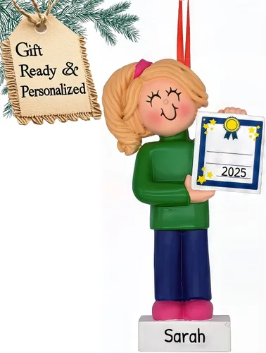 Vista 6 de Adornos de graduación personalizados para la clase de 2025, adornos de árbol personalizados para 2025, regalos de graduación personalizados