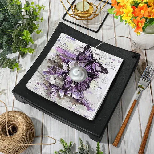 Vista 3 de AnyDesign 80 servilletas de papel de mariposa desechables de mariposas moradas, servilletas de almuerzo, estilo pintura al óleo, postre y cena