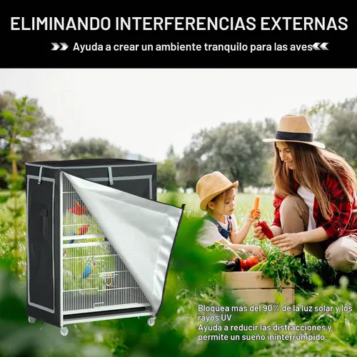 Vista 5 de Funda para jaula de pájaros, 600D para jaula de pájaros para noche, resistente e impermeable, fundas de jaula de pájaros para noche, fundas de jaula