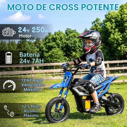 Vista 5 de Winado 24V Kids Electric Dirt Bike, Electric Motorcycle Mini Bike, Blue Azul