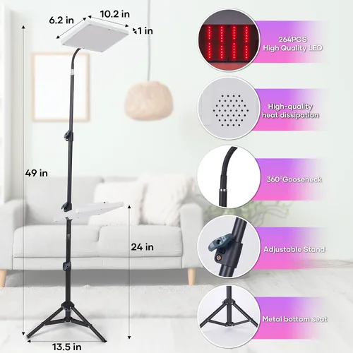 Vista 5 de Luz de cultivo de plantas para interiores, 264 luces LED de espectro completo con soporte de trípode ajustable con control remoto y función