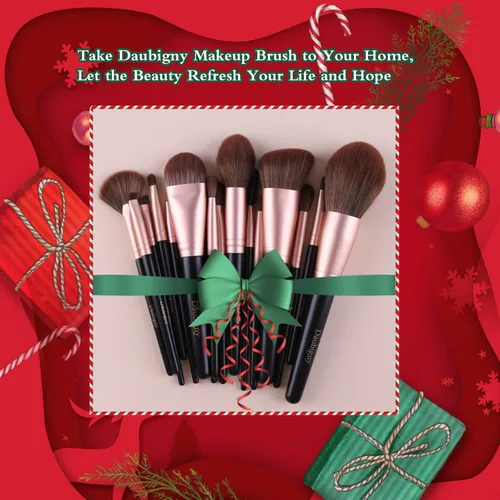 Vista 7 de Juego de 16 brochas de maquillaje sintéticas de alta calidad con brochas de base profesionales, correctores de polvo, sombras de ojos, rubor Negro