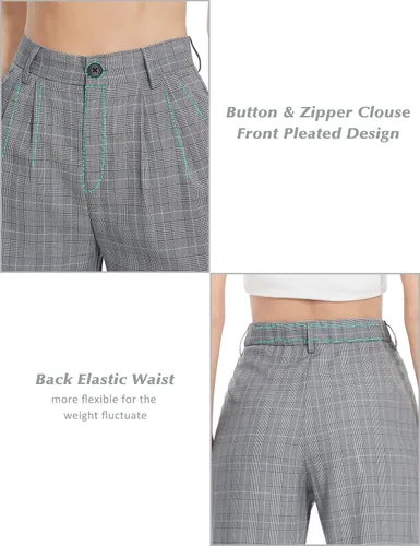 Vista 3 de Tapata Pantalones de pierna ancha para mujer, pantalones de vestir de cintura alta, casuales, elásticos, bolsillos para el trabajo y negocios