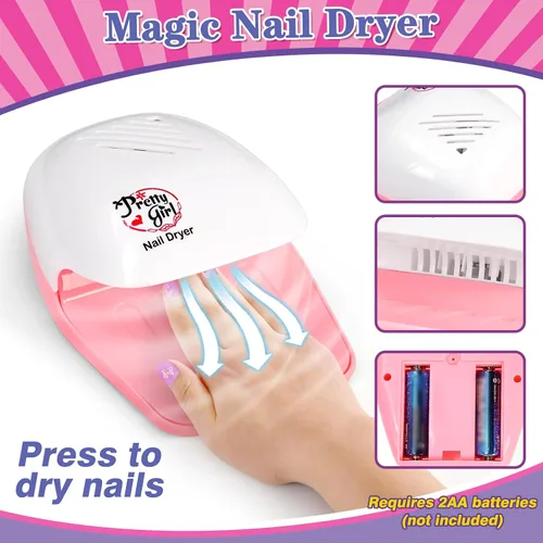 Vista 6 de Juego de spa de pies y uñas para niños, kit de día de spa para niñas, bañera de masaje de pies y secador de uñas, juguetes de manicura, pedicura