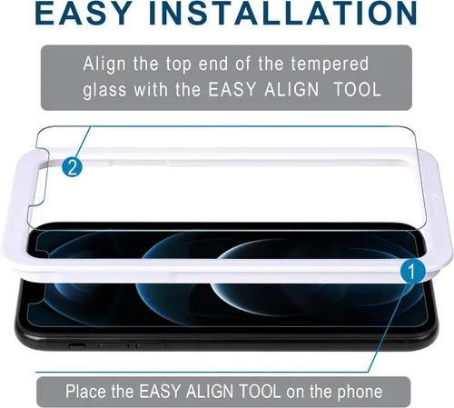 Vista 3 de Arae Protector de pantalla para iPhone 12 Pro Max, vidrio templado HD antiarañazos, funciona con la mayoría de las fundas, 6.7 pulgadas, paquete de 3