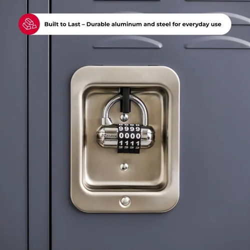 Vista 5 de Master Lock Establece tu propio candado de combinación, cerraduras de armario de gimnasio con código para asegurar objetos de valor en interiores