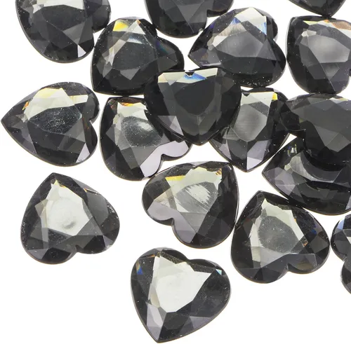 Vista 23 de MECCANIXITY 20 piezas de diamantes de imitación acrílicos de corazón de 0.787 pulgadas (0.787 in) con parte trasera plana, gemas de plástico