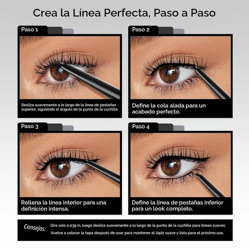 Vista 7 de Delineador de ojos BEPHOLAN D-Tip negro impermeable a prueba de manchas