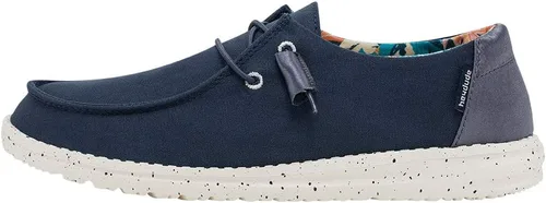 Vista 56 de Hey Dude Wendy Chambray - Zapatos para mujer, mocasines con cordones para mujer, cómodos y ligeros Aurora Blanco 2