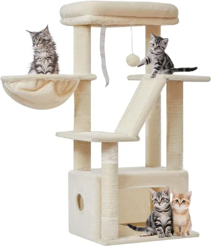 Vista 8 de Taoqimiao - Árbol para gatos, torre de 38.5 pulgadas para gatos de interior, adecuada para gatitos con lujoso condominio para gatos con cestas