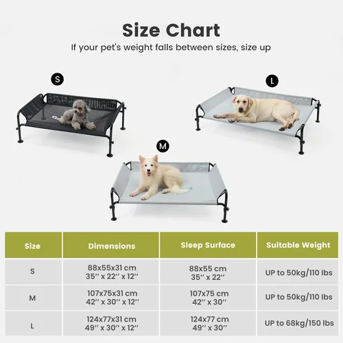 Vista 7 de Gardner Pet Cama elevada para perros de tamaño mediano, cama elevada para exteriores, impermeable, portátil, refrigerante, para mascotas, con Negro