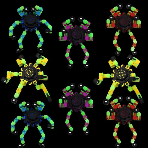 Vista 9 de Fidget Spinners, robot de cadena transformable para hacer tú mismo, que brilla en la oscuridad, juguete mecánico creativo para aliviar el estrés