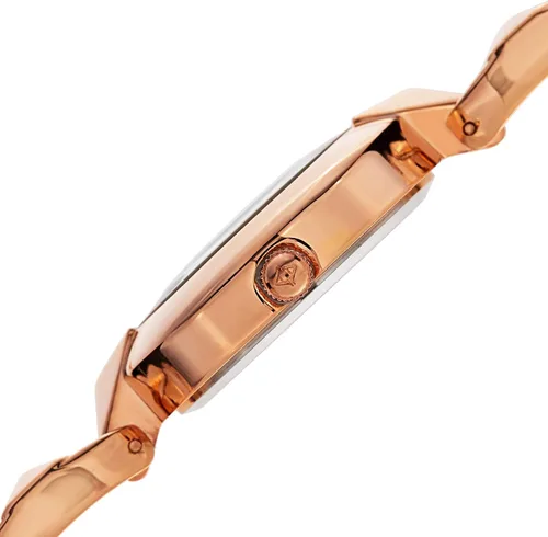 Vista 3 de Akribos XXIV AK755 - Reloj de cuarzo suizo para mujer, esfera de perla con pulsera de corte pirámide