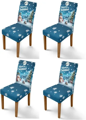 Vista 31 de Rnyleeg Fundas navideñas para sillas de comedor, fundas de asiento de comedor con estampado de campanas brillantes, juego de 1 funda suave y lavable