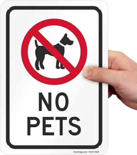 Vista 8 de SmartSign -K-1193-AL Letrero "No Pets" 7" x 10" Aluminio - Negro/Rojo sobre Blanco