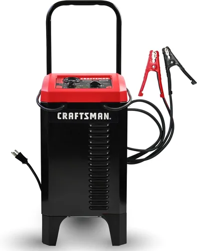 Vista 9 de CRAFTSMAN Cargador de batería de coche manual con ruedas 6A y arrancador de motor de 175A, solución 2 en 1, control por temporizador, impulso de 25