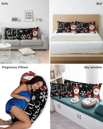 Vista 6 de Fundas de almohada de tamaño estándar de muñeco de nieve, 2 paquetes de fundas de almohada suaves para cama, fundas decorativas para sofá de cuerpo
