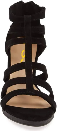 Vista 4 de FSJ Sandalias de tacón alto grueso con punta abierta para mujer, con correa en T, bombas de fiesta de noche, con corte, para oficina, zapatos